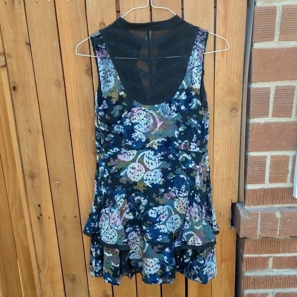 FREE PEOPLE Falling Leaves Silk Velvet Mini Dress Size 2 - Picture 3 of 4